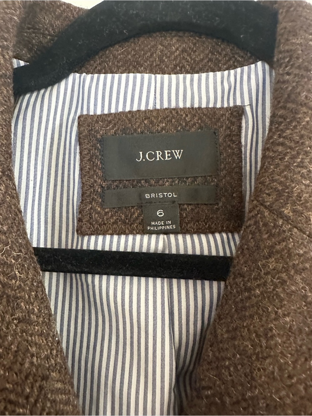 J.Crew Bristol Blazer Chocolate Umber Herringbone Wool Double-Breasted size 6 - Picture 7 of 15